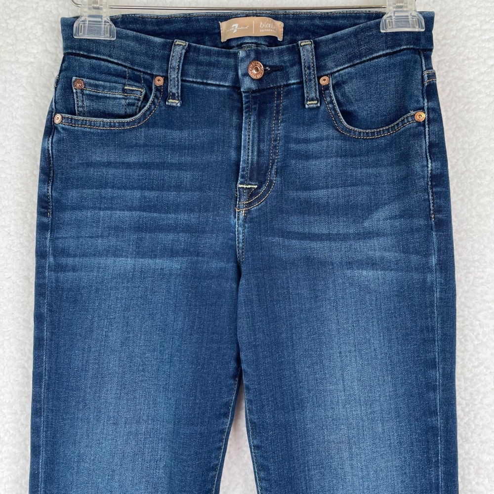 7 For All Mankind Kimmie Straight Jeans b(air) Authentic Blue Denim 26 x 32.5